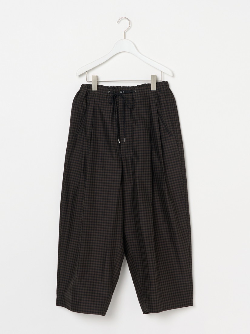 コットンシルクギンガムチェック ワイドイージーパンツ（パンツ