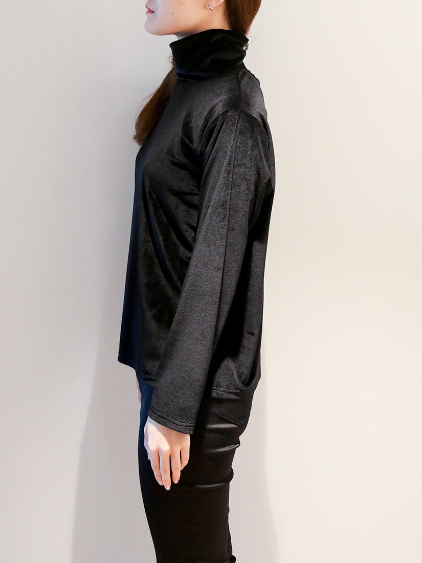 PHERE ベロアトップス セール】 【洗える】ベロア ハイネックトップス （カットソー