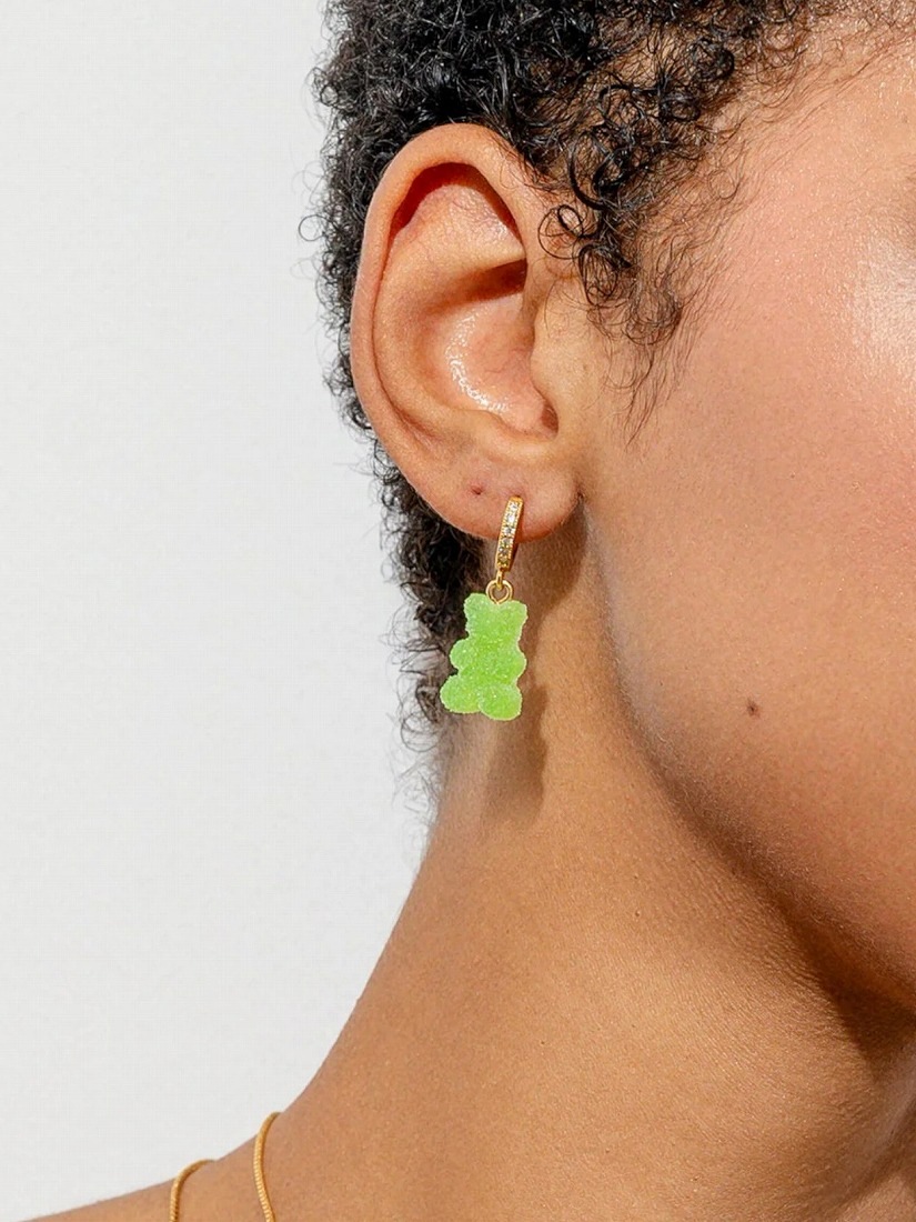 Crystal Haze Jewelry】Fizzy Nostalgia bear ピアス(片耳用) - GD