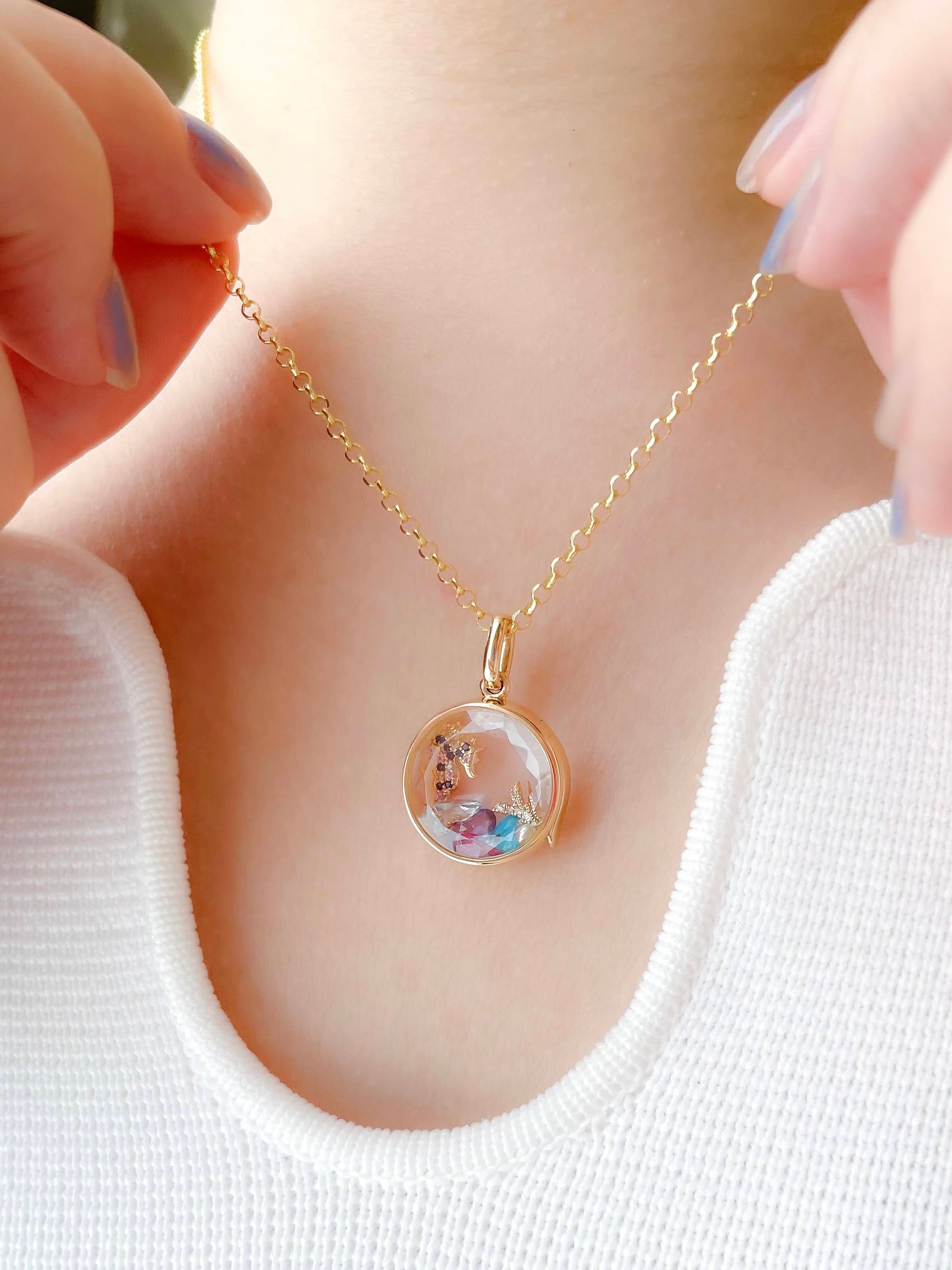 【オープニング大セール】 ペンダントトップ ラウンド型M (ファセットカット有 アクセサリー