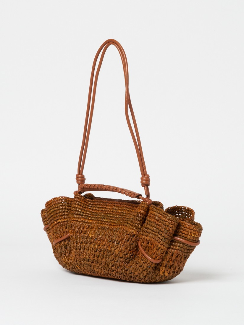 HEREU へリューレザー×ラフィア ミニバッグ  APSTUDIO ARTA MINI RAFFIA - Pleated Crossbody Bag – Hereu Studio
