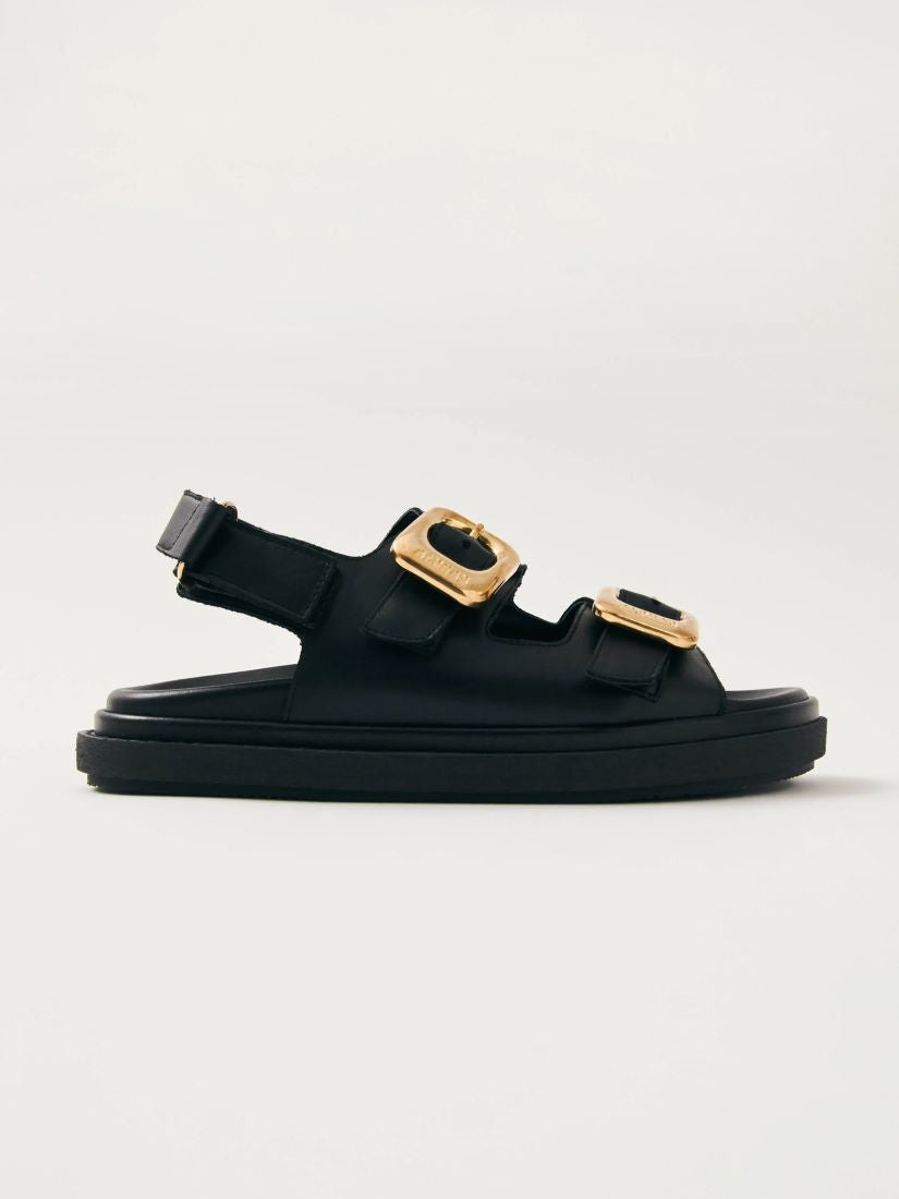 Daria Black Leather Sandals（シューズ）｜H.P.FRANCE公式サイト
