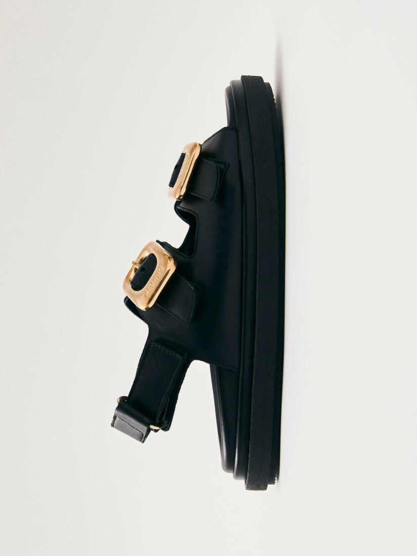 Daria Black Leather Sandals（シューズ）｜H.P.FRANCE公式サイト