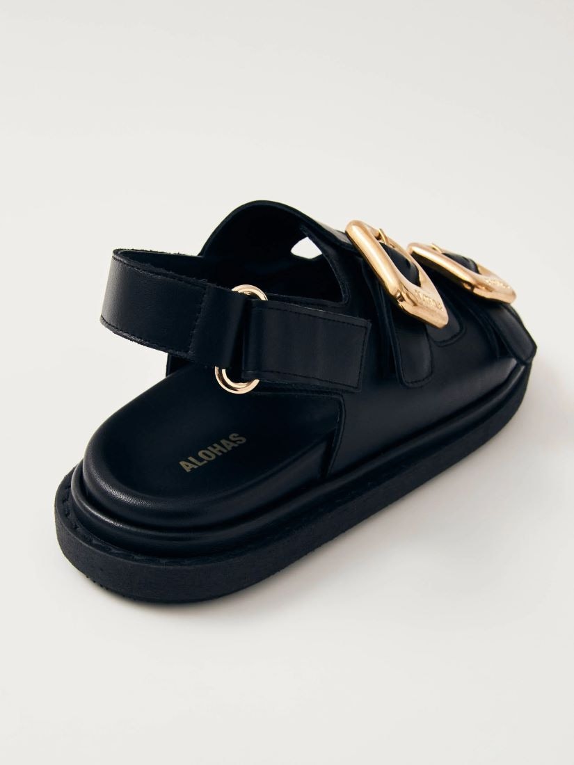 Daria Black Leather Sandals（シューズ）｜H.P.FRANCE公式サイト