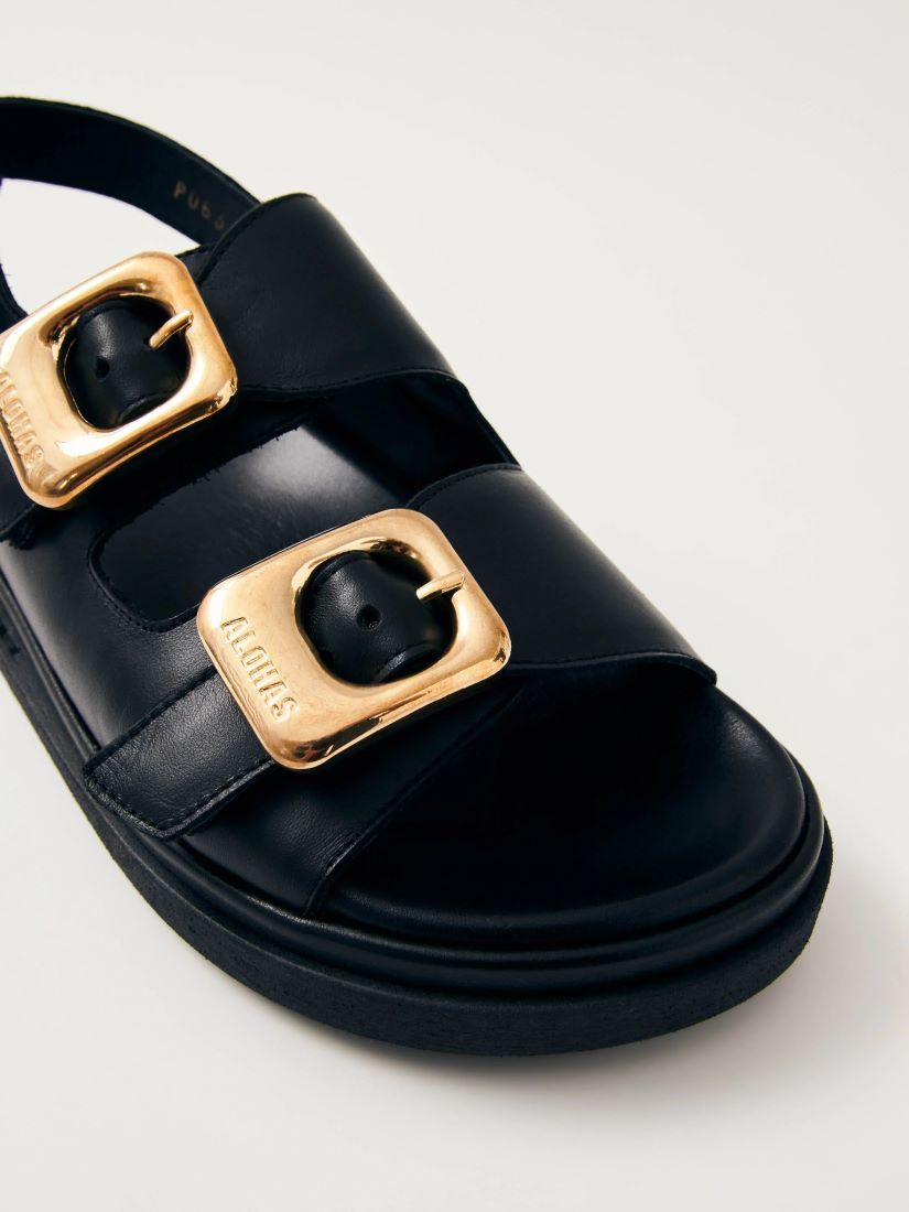 Daria Black Leather Sandals（シューズ）｜H.P.FRANCE公式サイト