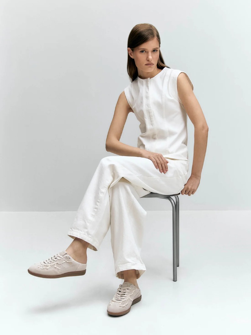 Mule Crochet Cream Leather Sneakers（スニーカー）｜H.P.FRANCE公式
