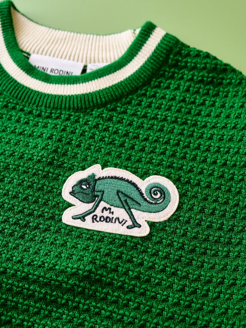 キッズ】《MINI RODINI》LIZARD KNITTED T-SHIRT グリーン（子供服