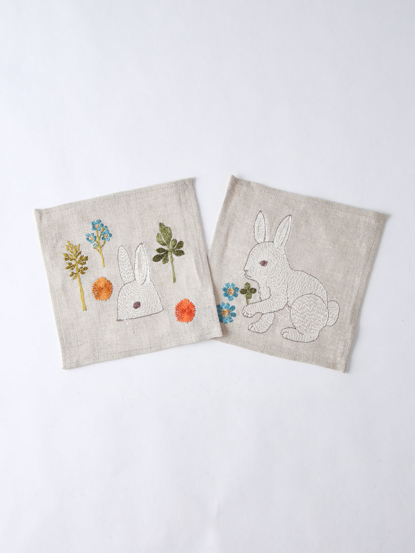 コースター 4枚セット Bunnies and Blooms（テーブルウェアその他