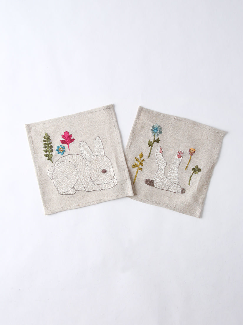 コースター 4枚セット Bunnies and Blooms（テーブルウェアその他