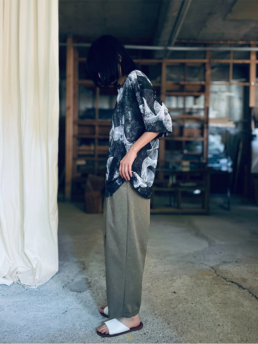 khaki pleat パンツ W