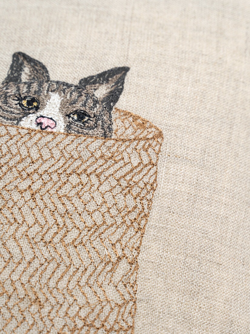 ポケットクッションカバー 30x30 Basket cat（クッション）｜H.P.