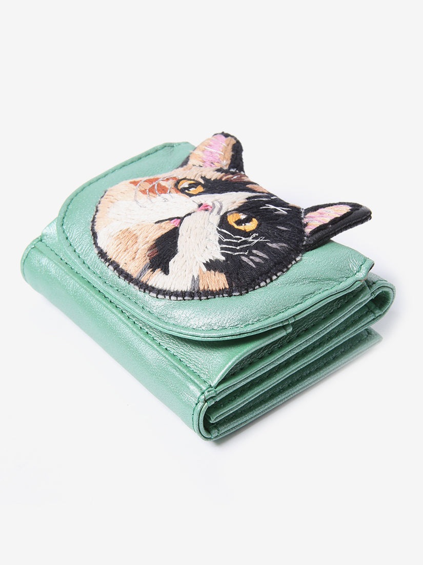 ねこミニ財布 calico cat(Metallic Green)（その他財布）｜H.P.FRANCE