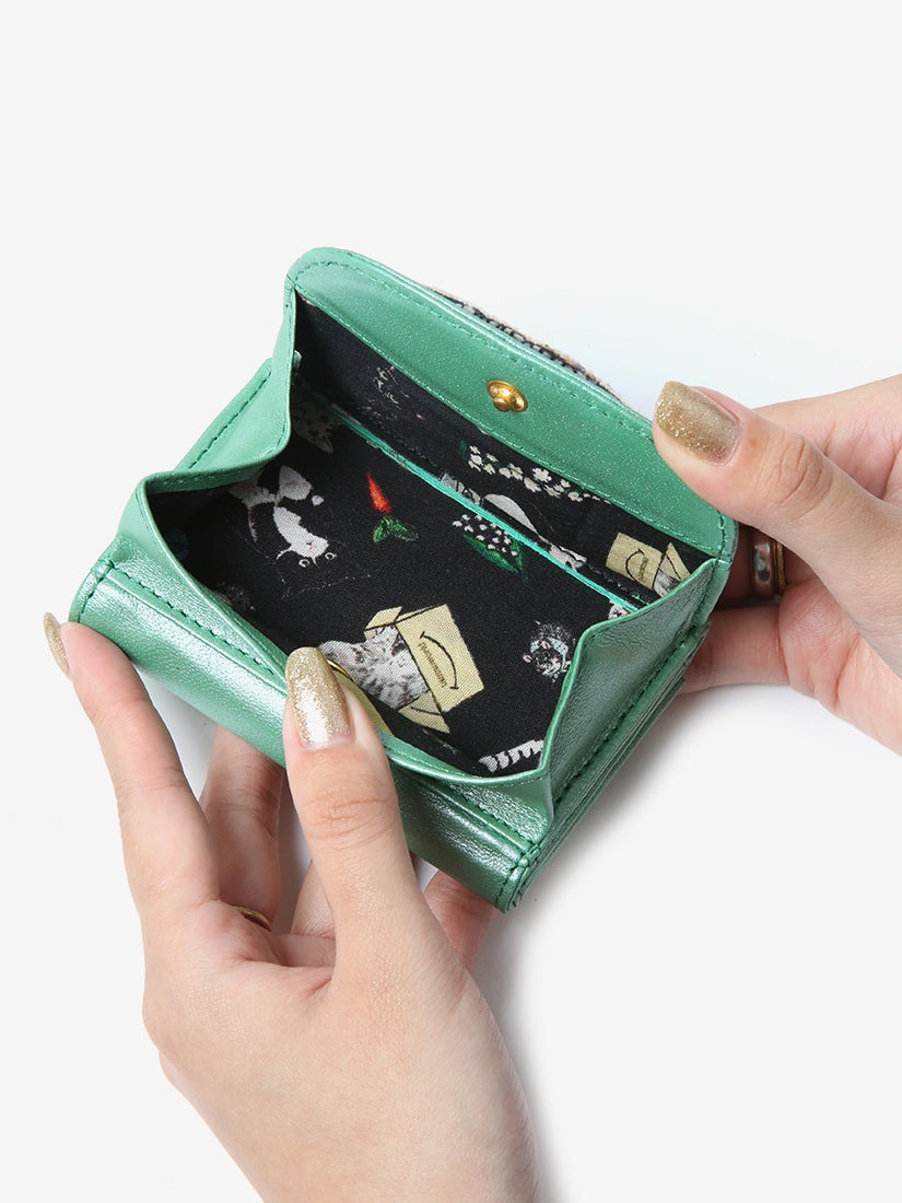 ねこミニ財布 calico cat(Metallic Green)（その他財布）｜H.P.FRANCE