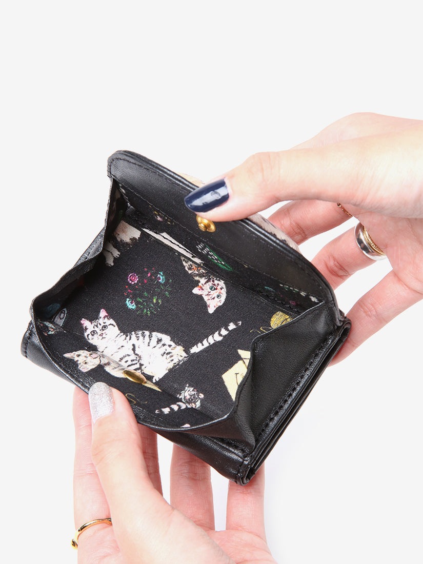 ねこミニ財布 Tuxedo cat(Metallic Black)
