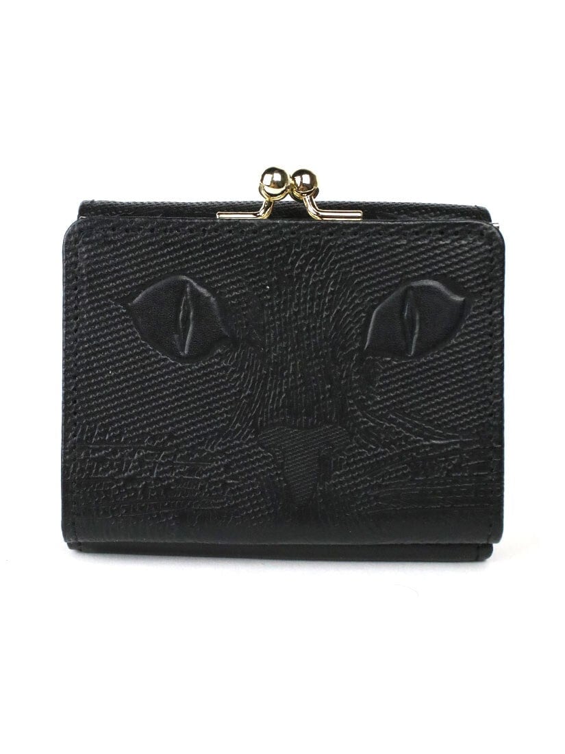 高評価アイテム 再入荷】黒革三つ折り財布『猫目』（その他財布）｜H.P.FRANCE 小物