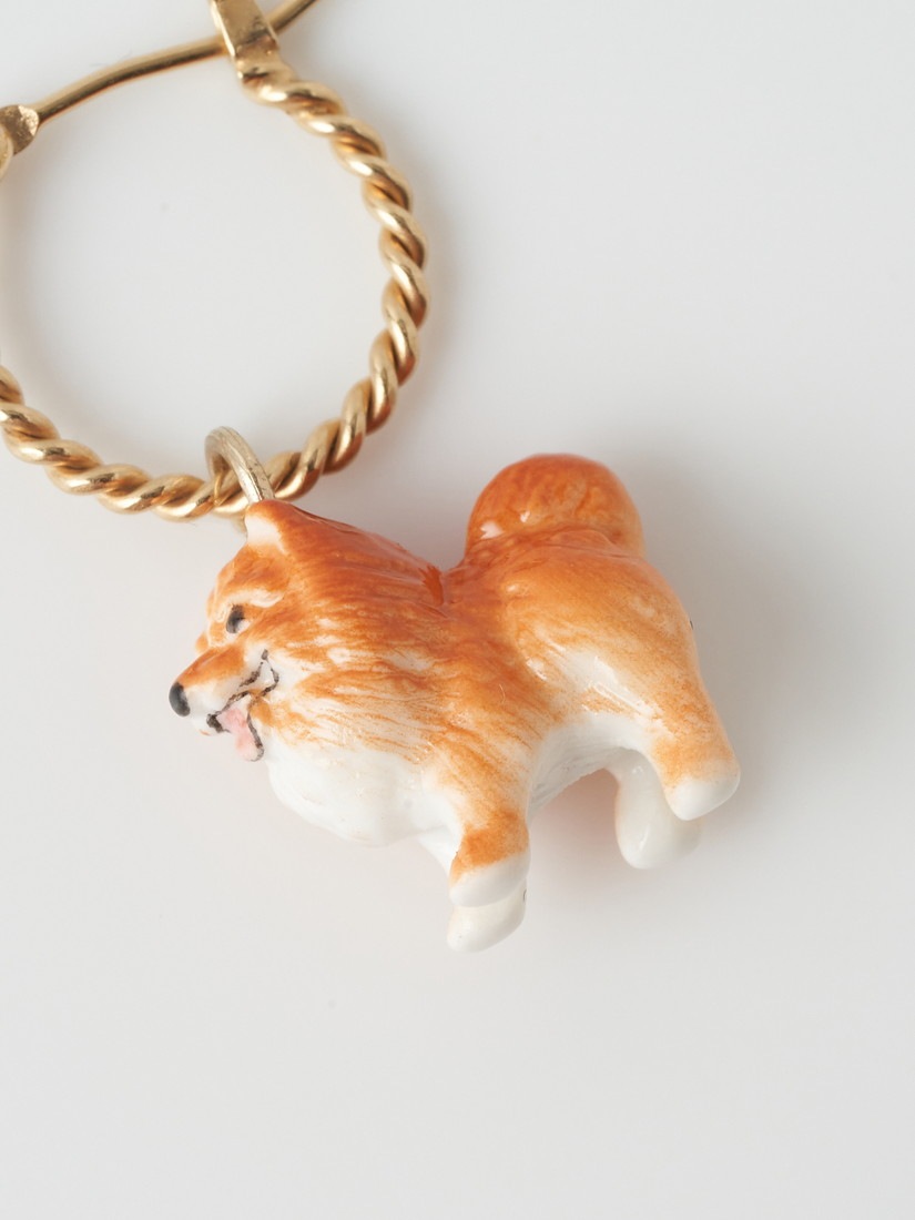 ミニピアス スピッツ（片耳用）Capsule Comme chein and chat（ピアス