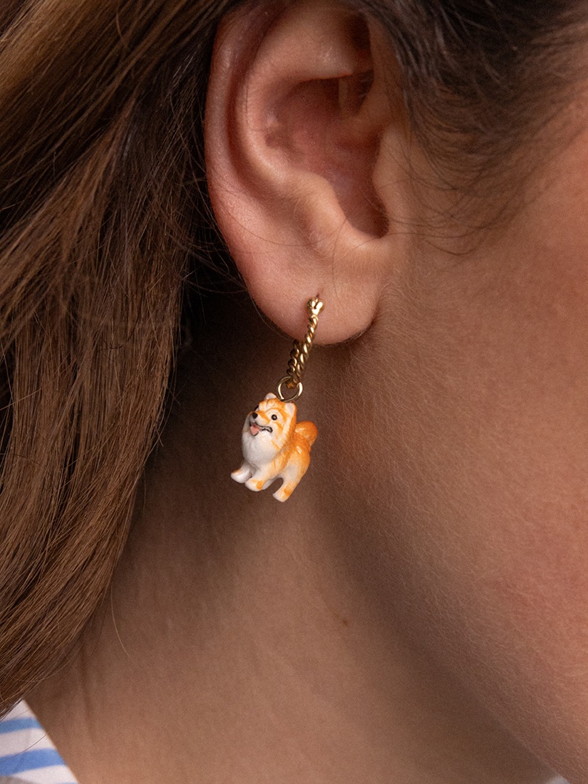 ミニピアス スピッツ（片耳用）Capsule Comme chein and chat（ピアス