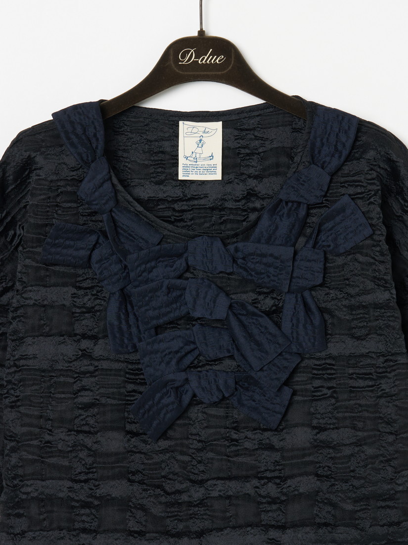 Robe Noir collection Ribbon Crinkled ブラウス