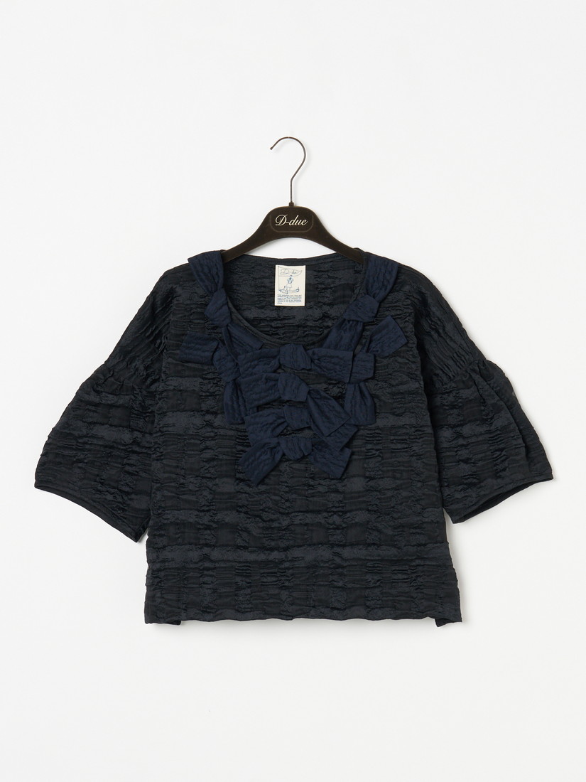 Robe Noir collection Ribbon Crinkled ブラウス