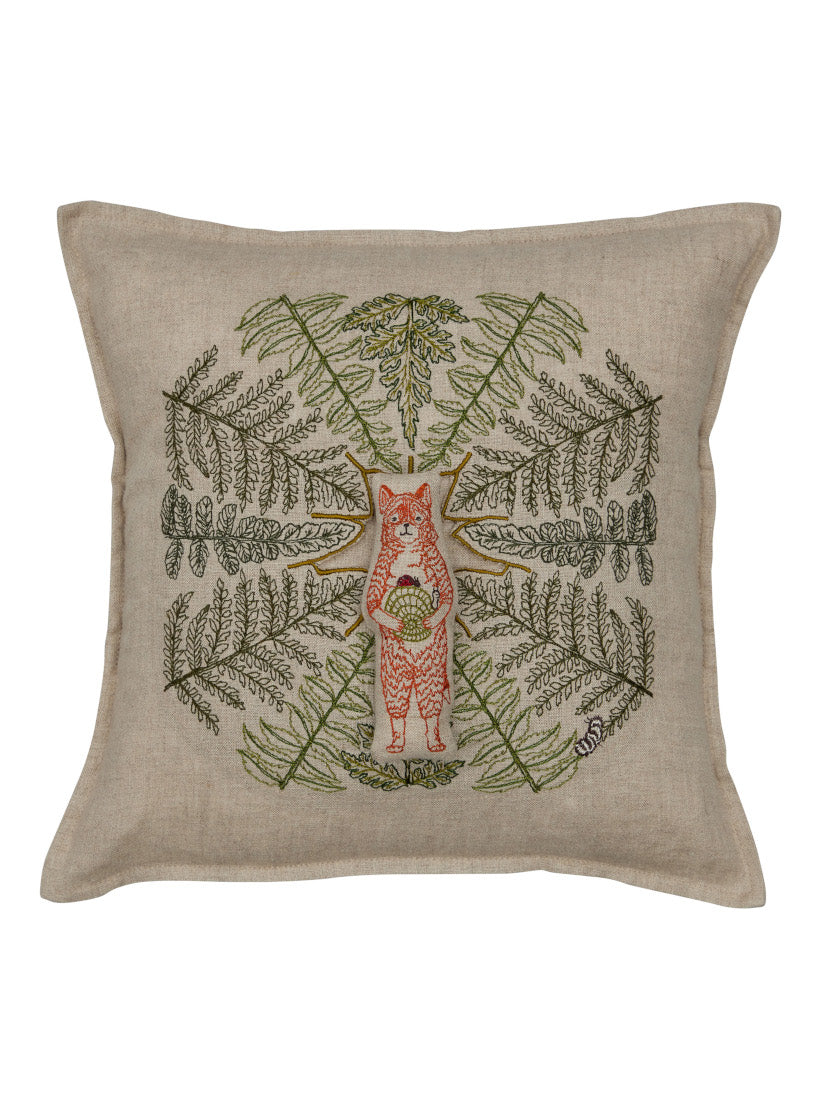 Mushrooms and Ferns｜ポケットクッションカバー 30x30 Fox with Ferns