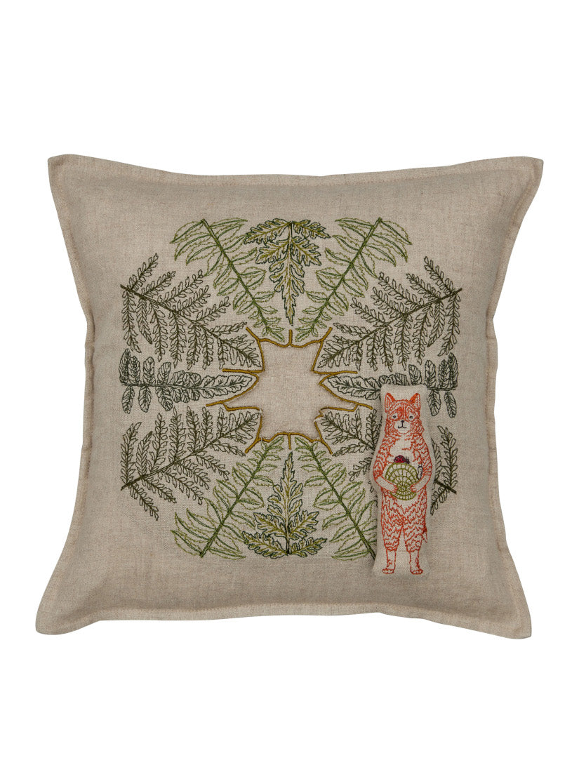 Mushrooms and Ferns｜ポケットクッションカバー 30x30 Fox with Ferns