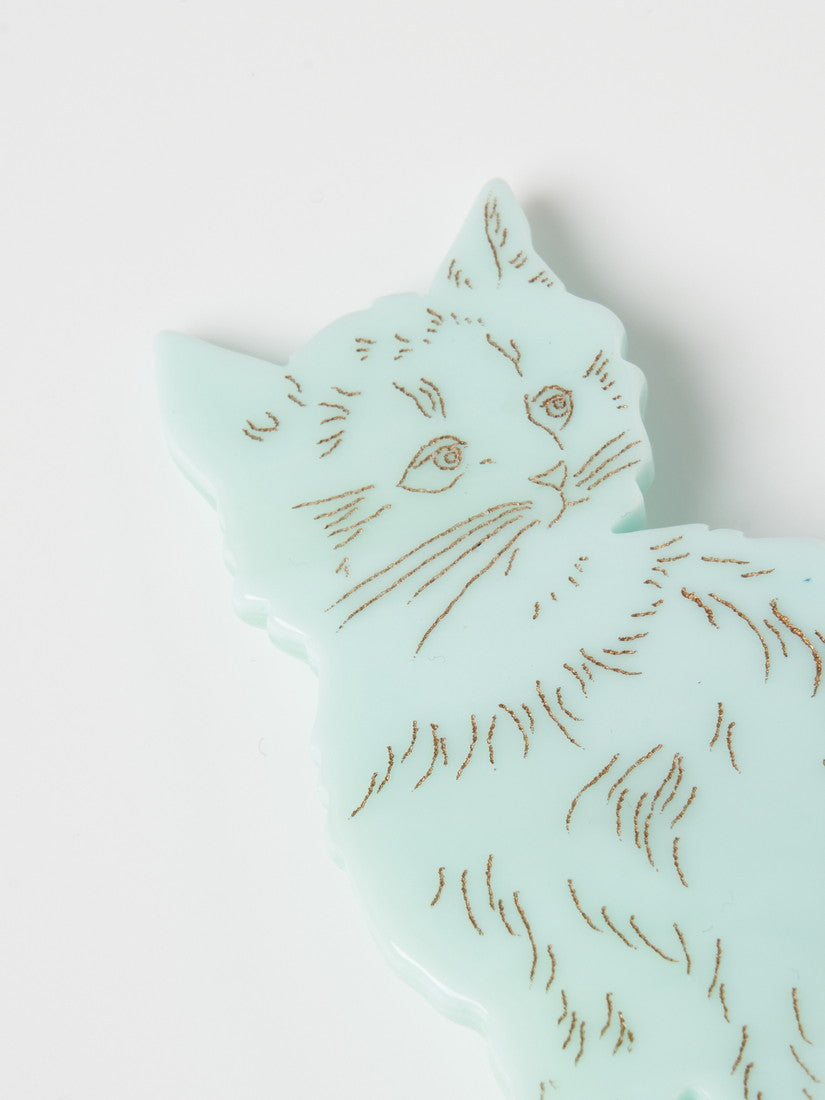 猫のブローチ＆バレッタ ミント（ヘアアクセサリー）｜H.P.FRANCE公式