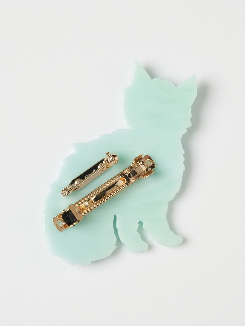 猫のブローチ＆バレッタ ミント（ヘアアクセサリー）｜H.P.FRANCE公式