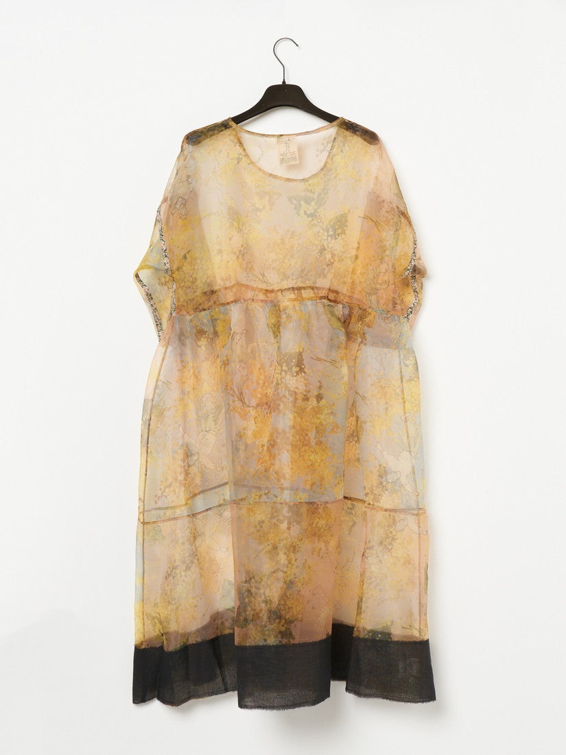 Mimosa print ワンピース