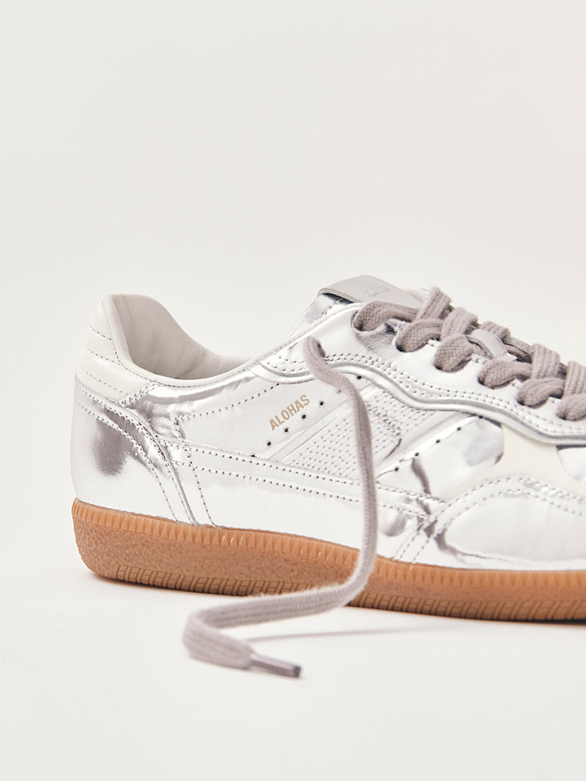 Rife Shimmer Silver Cream Leather Sneakers（スニーカー