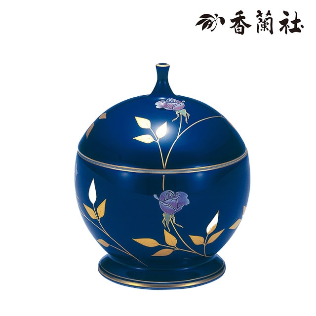 ルリ薔薇 キャンディーポット R325-EC1 香蘭社【飴入れ お菓子入れ