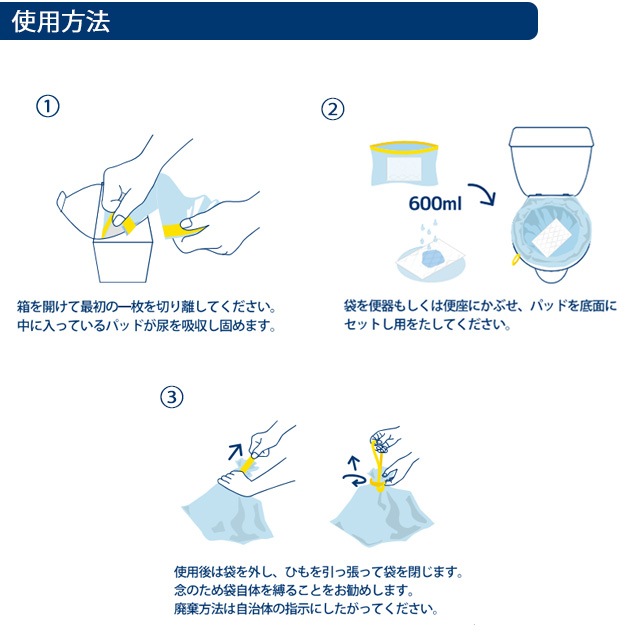 非常用トイレ袋 吸収量600ml ホスケアトイレ抗菌(プレミアムタイプ)1箱