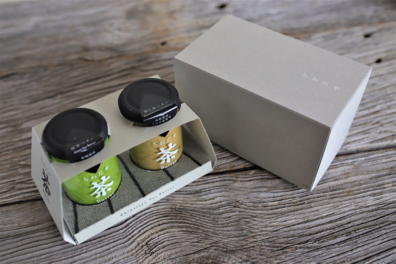 ちわたや茶バター2本セット（ギフトボックス入り）長崎特産そのぎ茶＆ほうじ茶