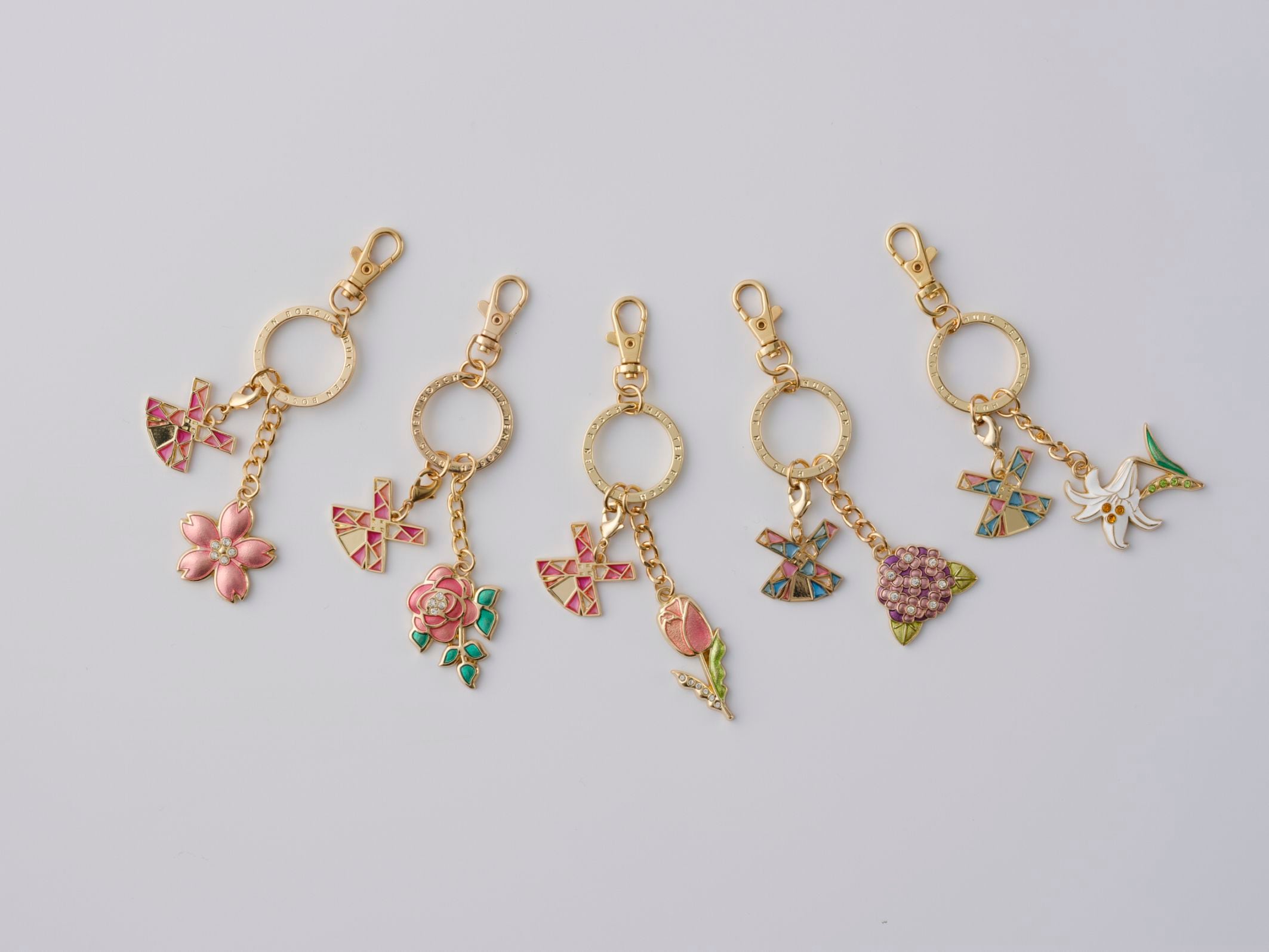 フラワーダブルキーリング