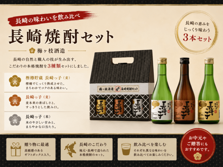 【焼酎】梅ヶ枝 地焼酎3本ｾｯﾄ 300ｍｌ×3　