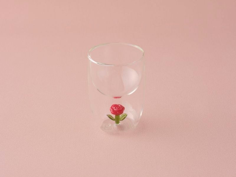 【新商品】ダブルウォールグラス　ローズ　レッド