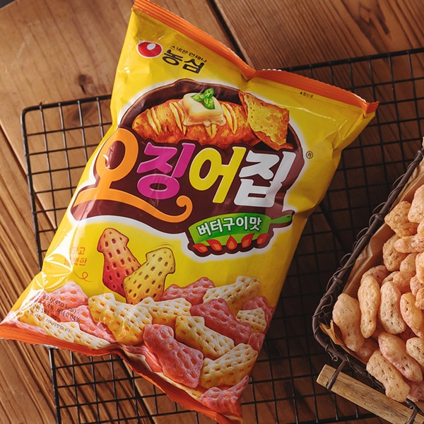 [農心] オジンオチップ イカチップ / 83g いかバター焼き味 スナック 韓国お菓子 いか模様菓子 ノンシム