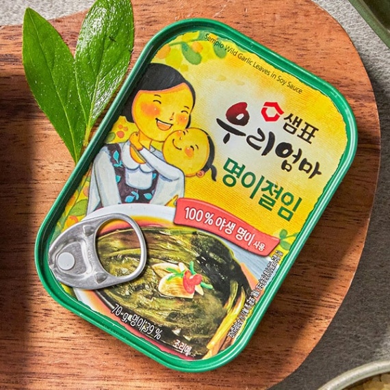 [センピョ] ギョウジャニンニクの醤油漬け 缶詰 / 70g えごまの葉 韓国おかず ミョンイナムル 行者にんにく