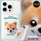 [sugarcat] MagSafe カードケース ポメラニアン TAN / 犬 ポメラニアンデザイン マグセーフ MagSafe対応 レザーウォレット カードケース シュガーキャット ペット #クリックポスト