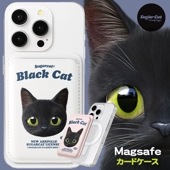 [sugarcat] MagSafe カードケース 黒猫 bomb / 猫デザイン ブラック・キャット マグセーフ MagSafe対応 レザーウォレット カードケース シュガーキャット 猫 ペット #クリックポスト
