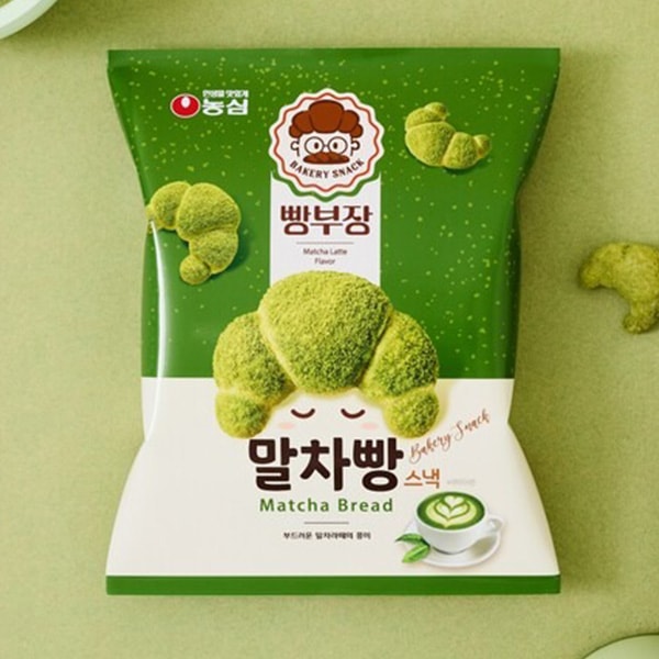 [農心] パン部長 抹茶パン / 55g 抹茶味 ロワッサン形 スナック 抹茶 スイーツ おやつ 人気 韓国お菓子