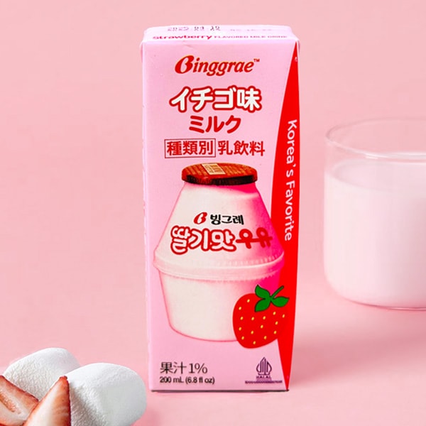 [ビングレ] イチゴ味ミルク / 200ml Biggrae 苺牛乳 韓国いちご牛乳 イチゴウユ 韓国で大人気 甘いイチゴ味ミルク 冷蔵