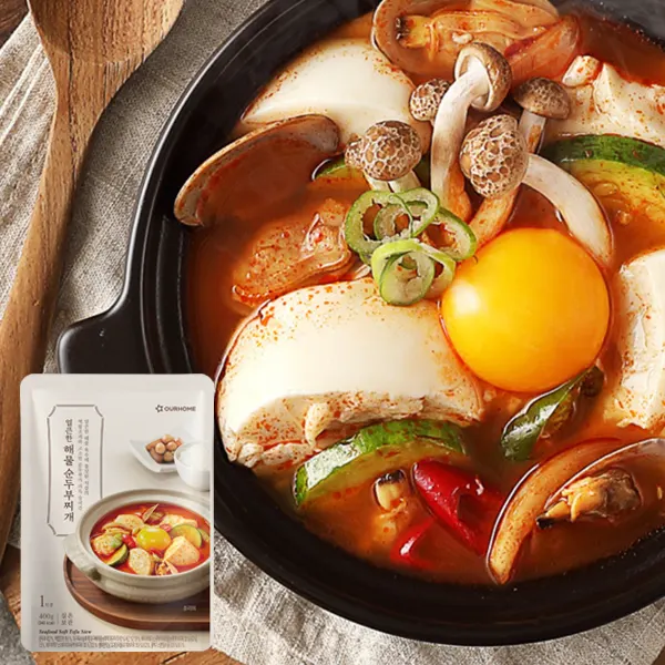 [OURHOME] スンドゥブチゲ 海鮮 純豆腐400g / アウアホーム 海鮮スンドゥブ 海鮮純豆腐 鍋料理 韓国スープ 韓国料理 簡単韓国料理 レトルトスープ