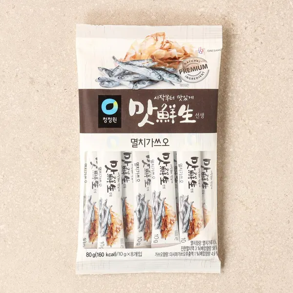 [清浄園] マッ鮮生だしスティック イワシカツオ / 80g(10gX8個) いりこと鰹の合わせだし かつお節 万能だし 鍋だし 韓国調味料