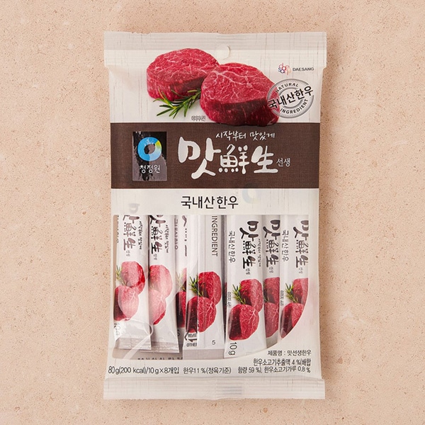 [清浄園] マッ鮮生だしスティック 牛肉 / 80g(10gX8個) 自然素材のこだわり 韓牛のだしの素 万能だし 鍋だし 韓国調味料