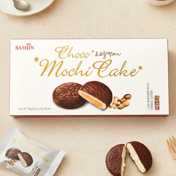 [サムジン] SANJIN チョコ餅パイ ピーナッツクリーム / 186g(31g×6個) チョコパイ 餅チョコパイ もちちょこ 韓国お菓子