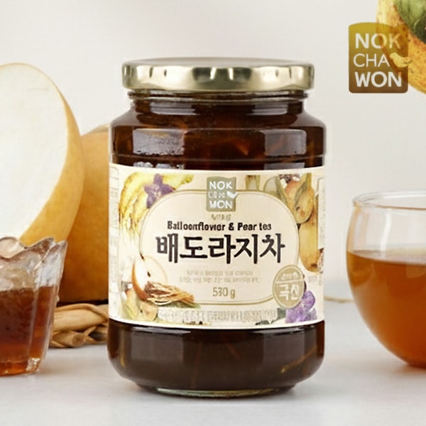 [緑茶園] 梨 キキョウ茶 梨ドラジ茶 / 550g 瓶 伝統茶 健康茶 梨桔梗茶 液体茶 シロップ漬け 韓国お茶