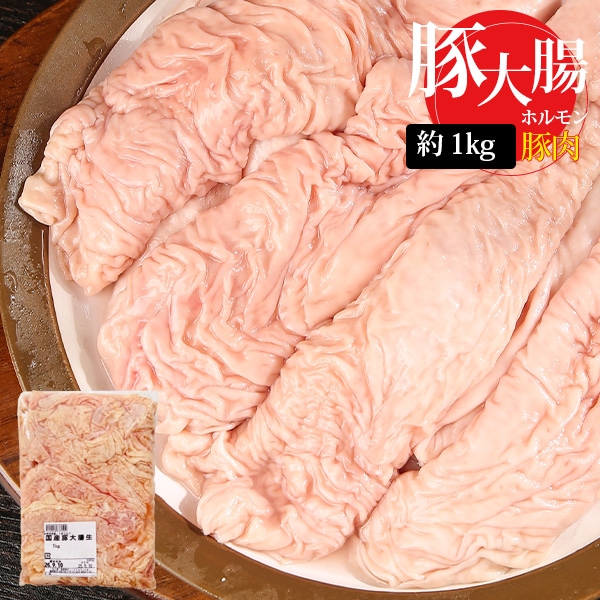 [豚肉] 国産 豚大腸 生 / 約1kg ホルモン コリコリ ホルモン鍋 もつ モツ もつ鍋 業務用 煮込み料理 焼肉 お肉 BBQ（冷凍）