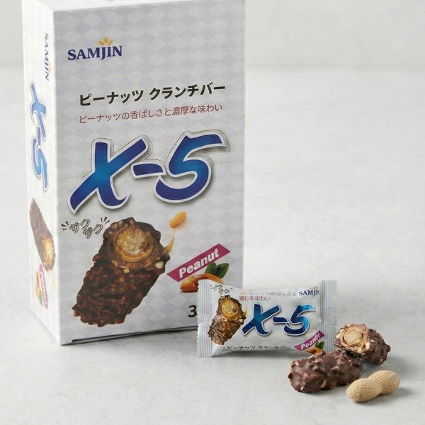 SAMJIN] クランチバーミニ X-5 ピーナッツ/ BOX(18g×38個) チョコ
