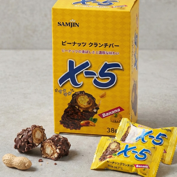 SAMJIN] クランチバーミニ X-5 ピーナッツ/ BOX(18g×38個) チョコ