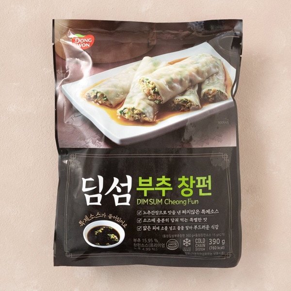 [東遠] チョンファン 巻き餃子+ソース付 点心 ディムサム / 550g ニラチョンファン 蒸しライスロール ドンウォン ギョーザ マンドゥ(冷凍)